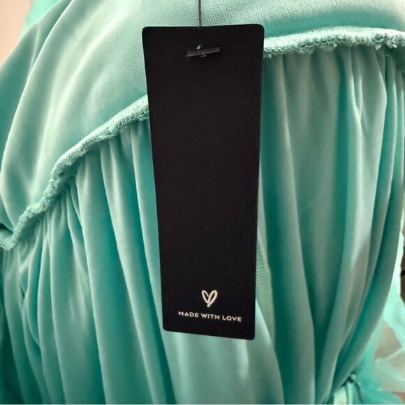 NWT Lulu’s Fabulous Existence Teal Green Tulle Strapless Tiered Maxi Dress Sz M - Picture 11 of 15